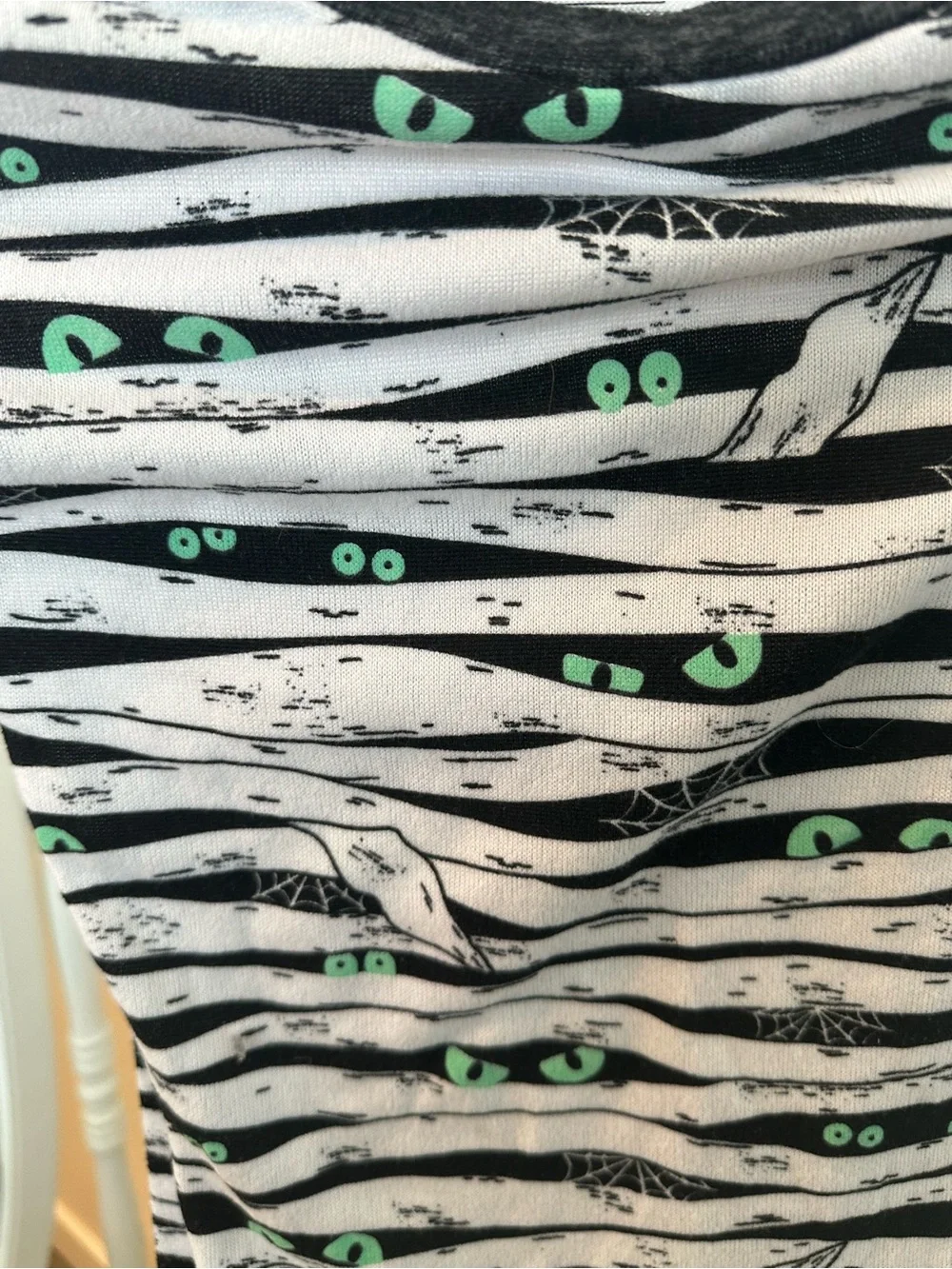Kids Black & White Striped Mummy Eyes Pajamas